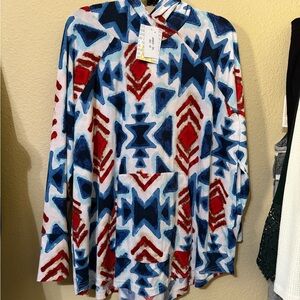 LuLaRoe BNWT M Americana Amber hoodie - red white blue